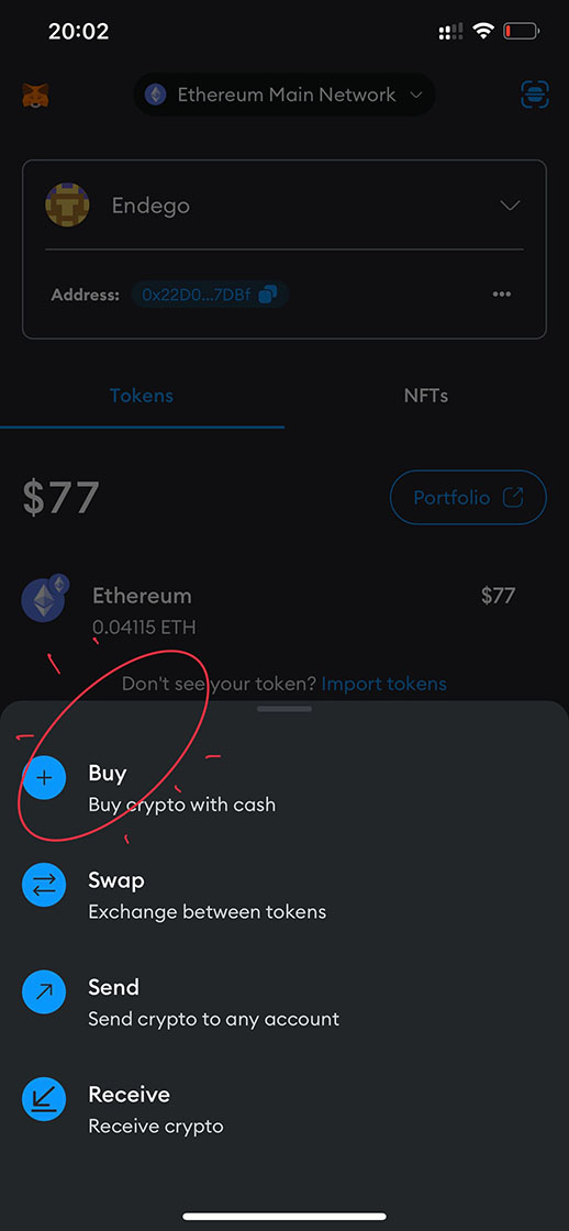 Choose Buy with cash